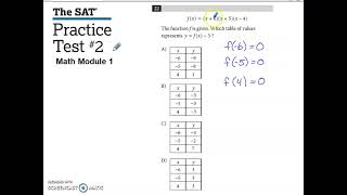SAT Practice Test #2 Math Module 1 Problem #22