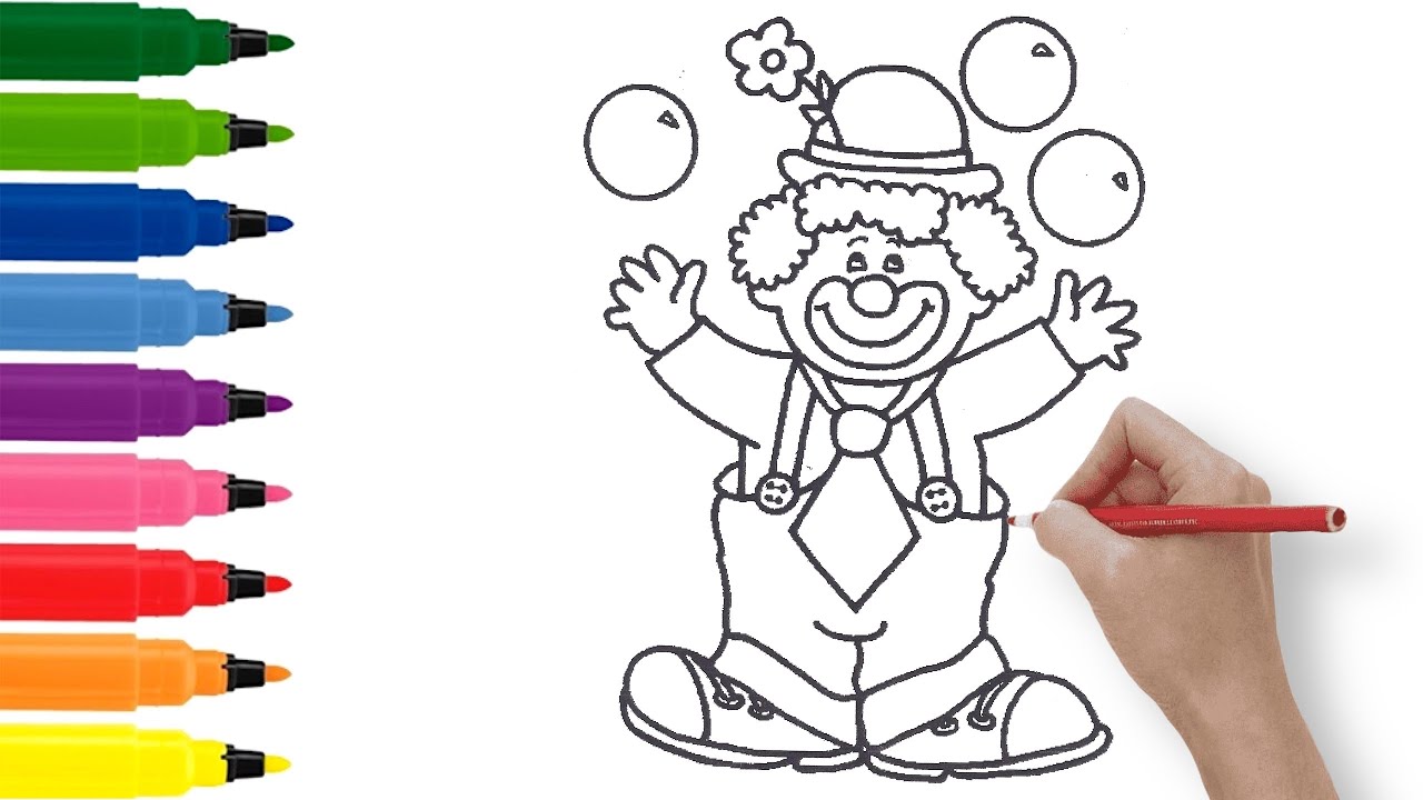 How to draw CLOWN | Turli raqamlar, raqamlar, rasmlar, hayvonlarni ...