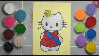 ASMR coloring with sandpainting princess HELLO KITTY