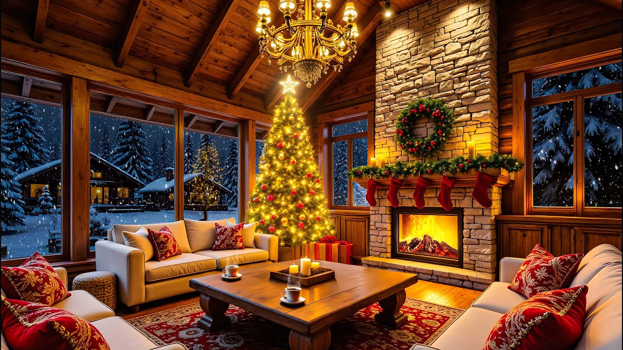 Расслабляющая Снежная Ночь В Уютном Домике ❄️🔥 Нежный Фортепианный Джаз И Звуки Камина Для Работ...