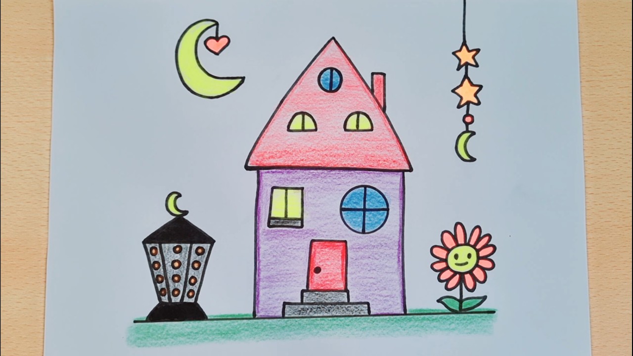 رسم رمضان/رسومات رمضانية/رسم رمضان سهل/رسم بيت بمناسبة شهر رمضان/رسم رمضان 2026