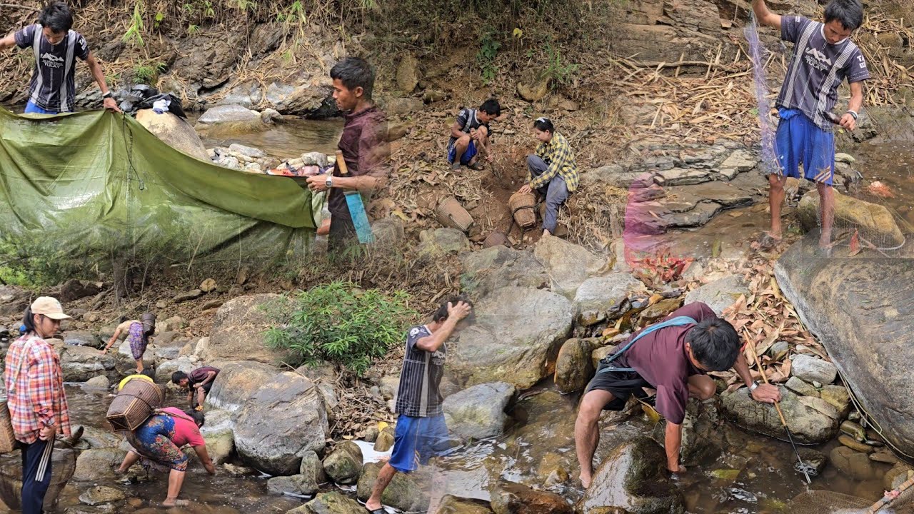 Damming the water for fishing. 23/2/2026