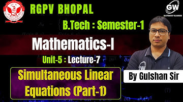 RGPV Maths -1 I Unit-5 Lec-7 I By Gulshan Sir I Gateway Classes
