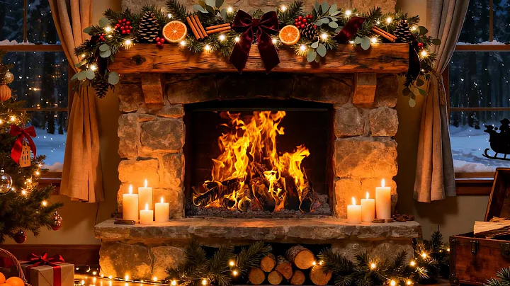 Warm Christmas Fireplace Ambience (12 Hours) ❄️ Calm Firelight, Crackling Logs & Warm Firelight