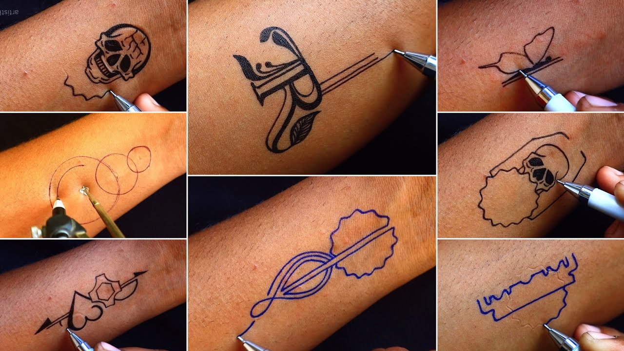 new pen tattoo art by using hand 🤩