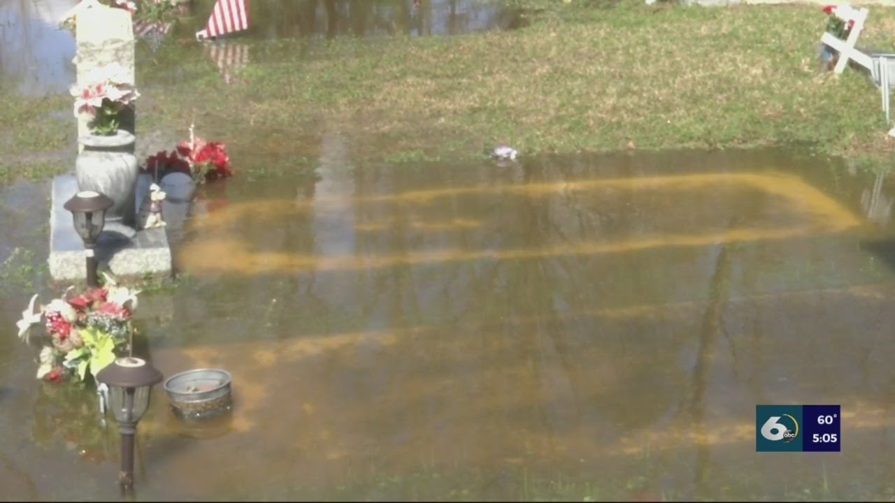 Several graves in a Harlem Cemetery are underwater