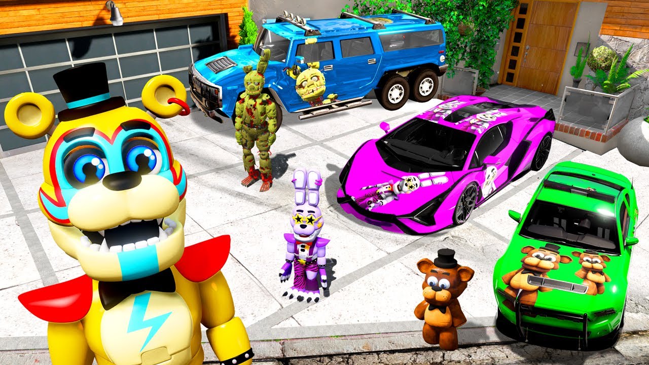 Collecting FNAF CARS in GTA 5! (Five Nights at Freddy's) YouTube