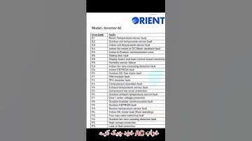 Orient ac/Orient Inverter ac error code/gar ma khud e ac kasay theak kar saktay ha#orient#error#code