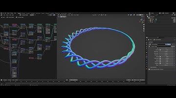 Twisted toroids. Experiment with blender geometry nodes and fields.