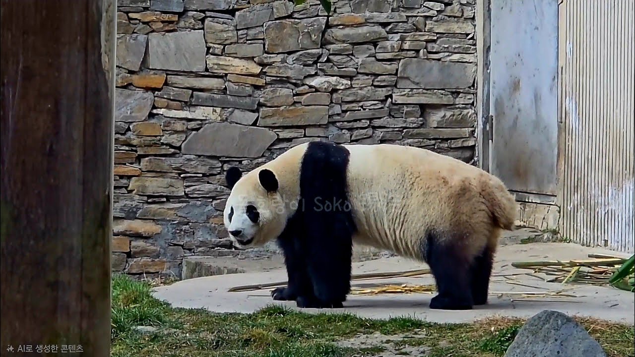 산책 중에갑자기 멈춰 선 푸야...?! | 2월 19일 오전 제1편(푸바오 실시간) Panda Fubao
