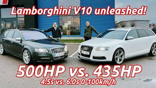 500HP straight piped Audi S6 V10 vs stock *Insane sound!*