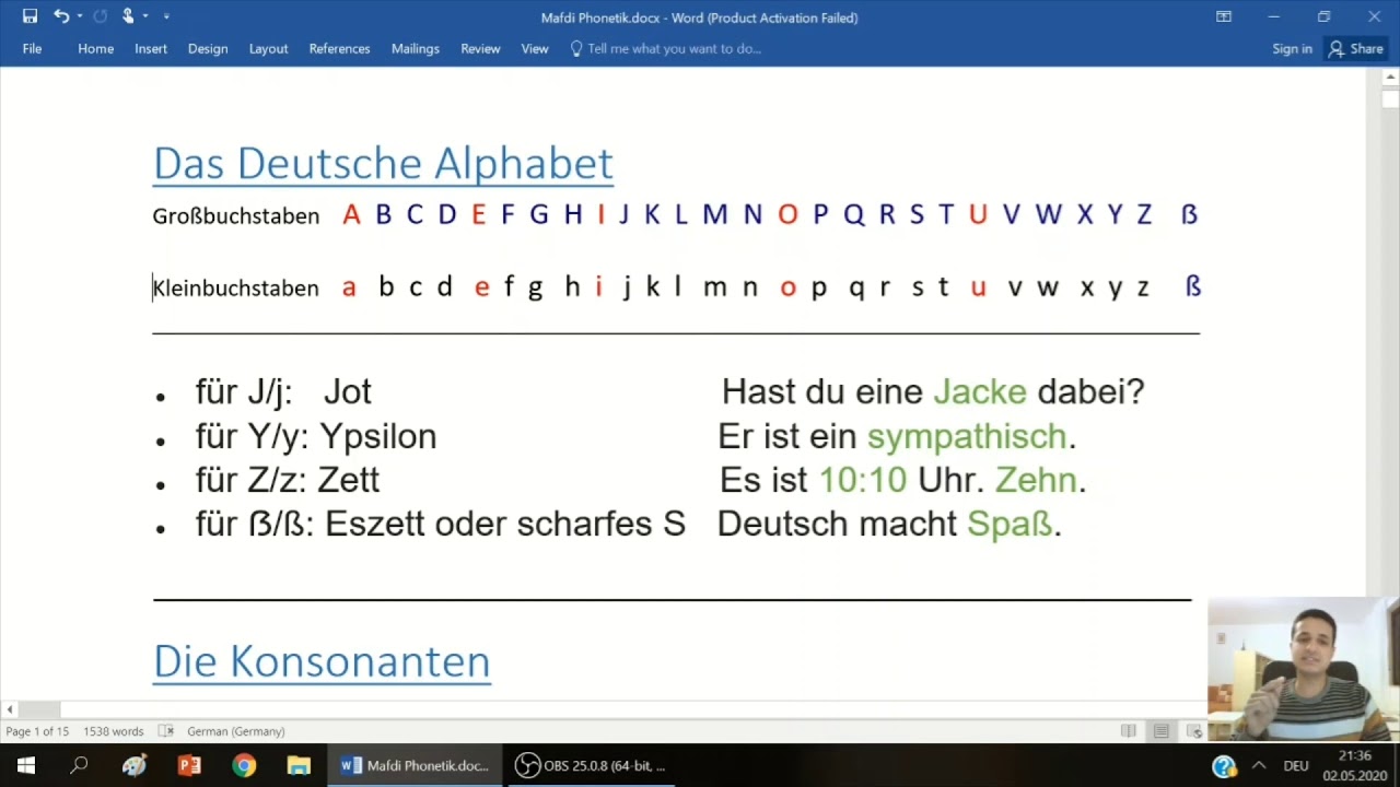قواعد النطق في اللغة الألمانية. الجزء الأول