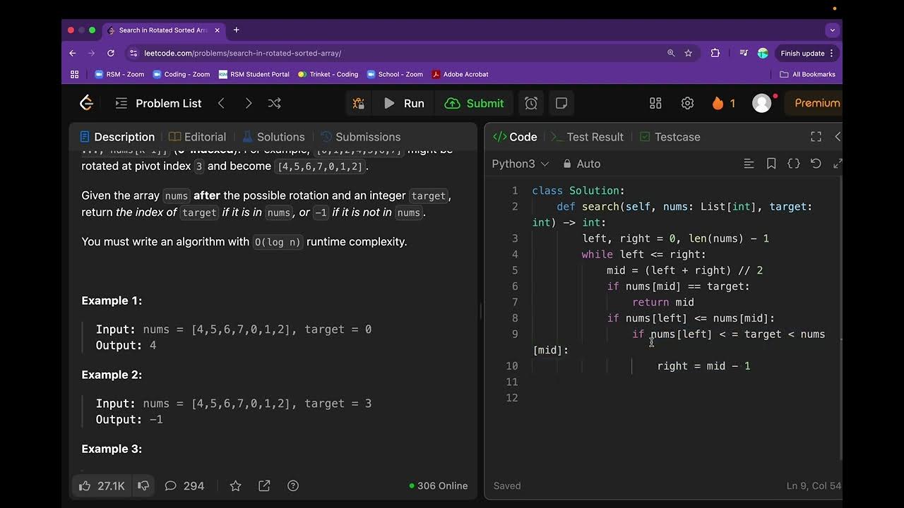 Search in Rotated Sorted Array - Leetcode - YouTube