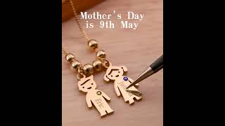 Mother's Day Gift Personalized Children Shape with Birthstone & Name Necklace
