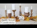 Rustic Wood Candlesticks | Flippin Friday | Thrifted Candlestick Makeover