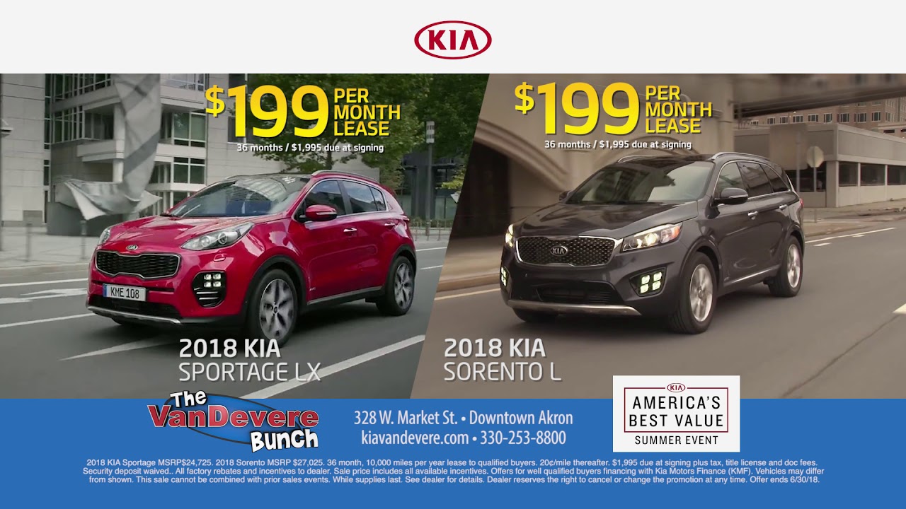 VanDevere Kia Akron Ohio 99 Down Lease 2018 Sportage Sorento From