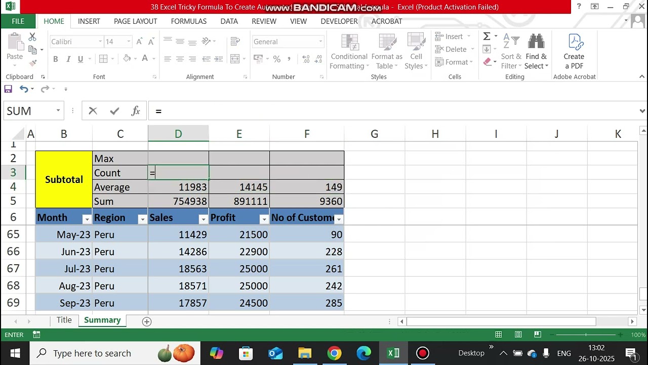 MS Advance Excel Tricky Formulas To Create Automated Dashboards 38 - subtotal formula - howtoexcel