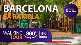 BARCELONA, Las Ramblas, España [2021] 360º 4K Walking Tour