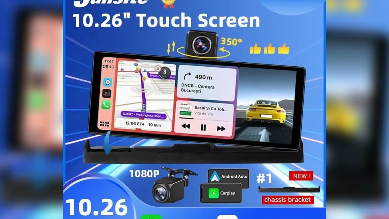 A must-have product #10.26" 4K Dash Cam Carplay Android Auto GPS 5G WIFI FM BT Car Dvr 350 ° Rotat