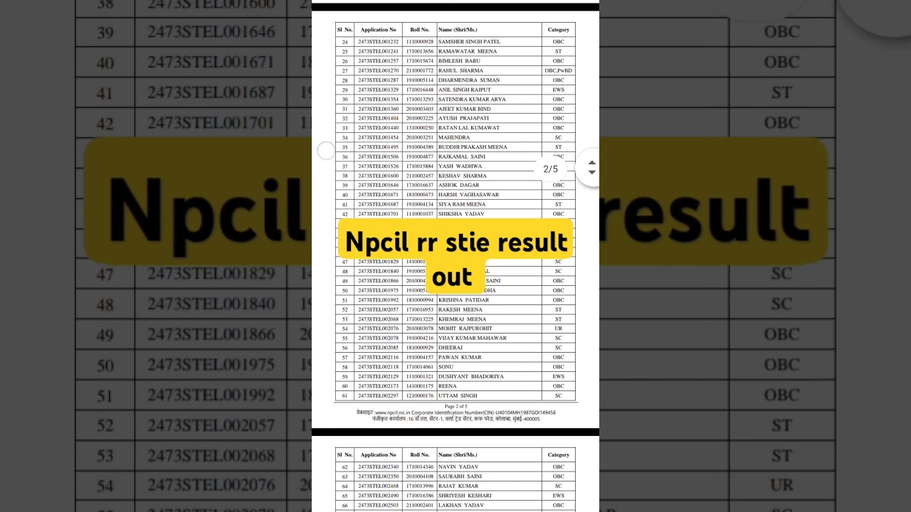 npcil rr sites result out iti valo ka 👍