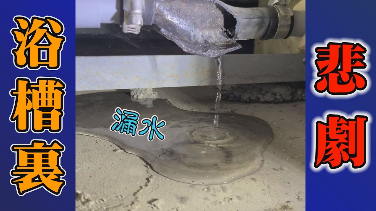 浴槽裏側から大量漏水 30年ほど前のユニットバス排水ホース交換 風呂 水漏れ Youtube