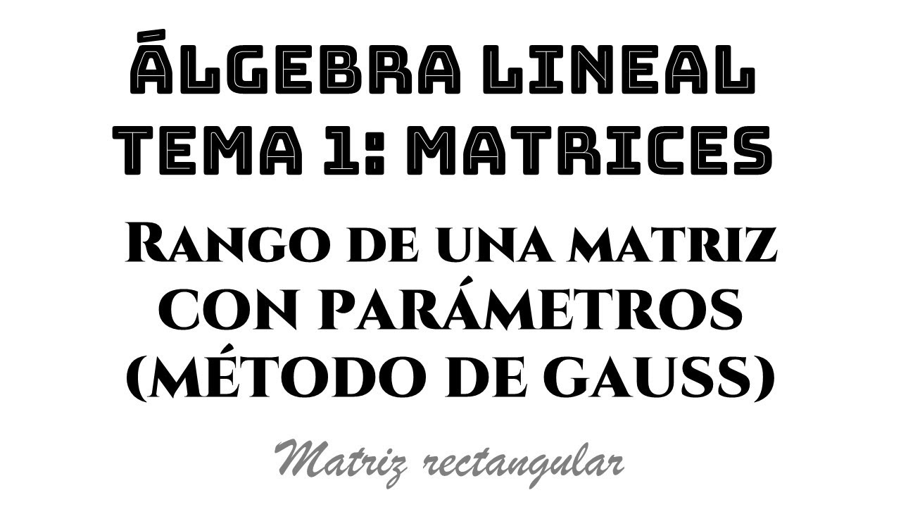 rango de una matriz con parámetros || álgebra lineal tema 1 matrices ejemplo 13 algebra lineal larson