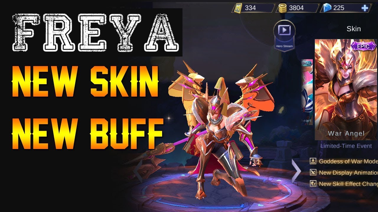 FREYA NEW SKIN NEW BUFF WAR ANGEL MOBILE LEGENDS YouTube