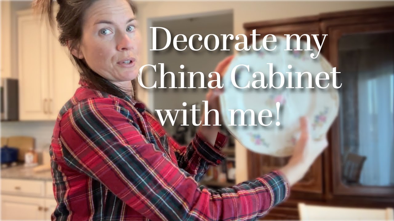 Thrifted china cabinet styling | home decor on a budget