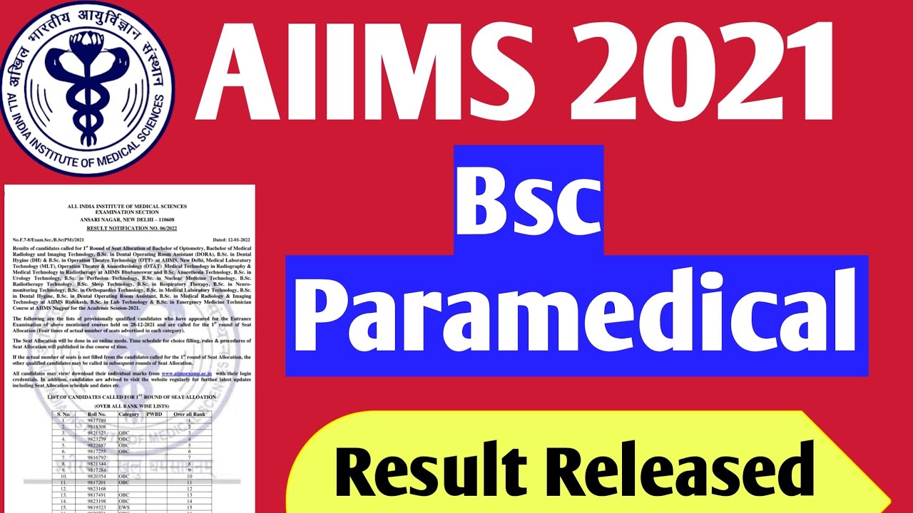 Aiims Bsc Paramedical 2021 Result Out | Aiims Result | Aiims Nursing | Scorecard 