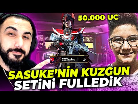 KENDİ TAKTİĞİMLE SASUKE'NİN KUZGUN SETİNİ FULLEDİM!! 50.000 UC! | PUBG MOBILE