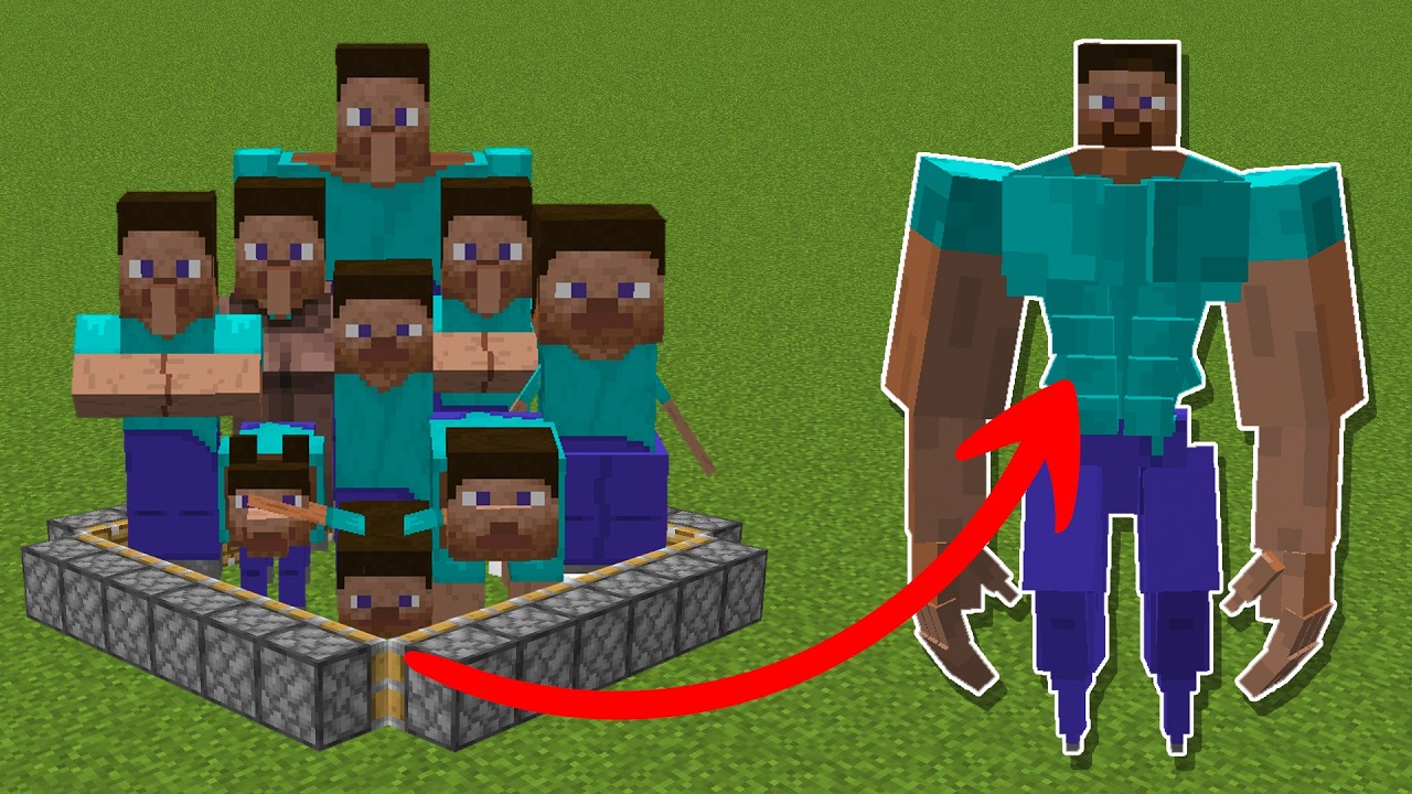 All Steve Mobs combined in minecraft - YouTube