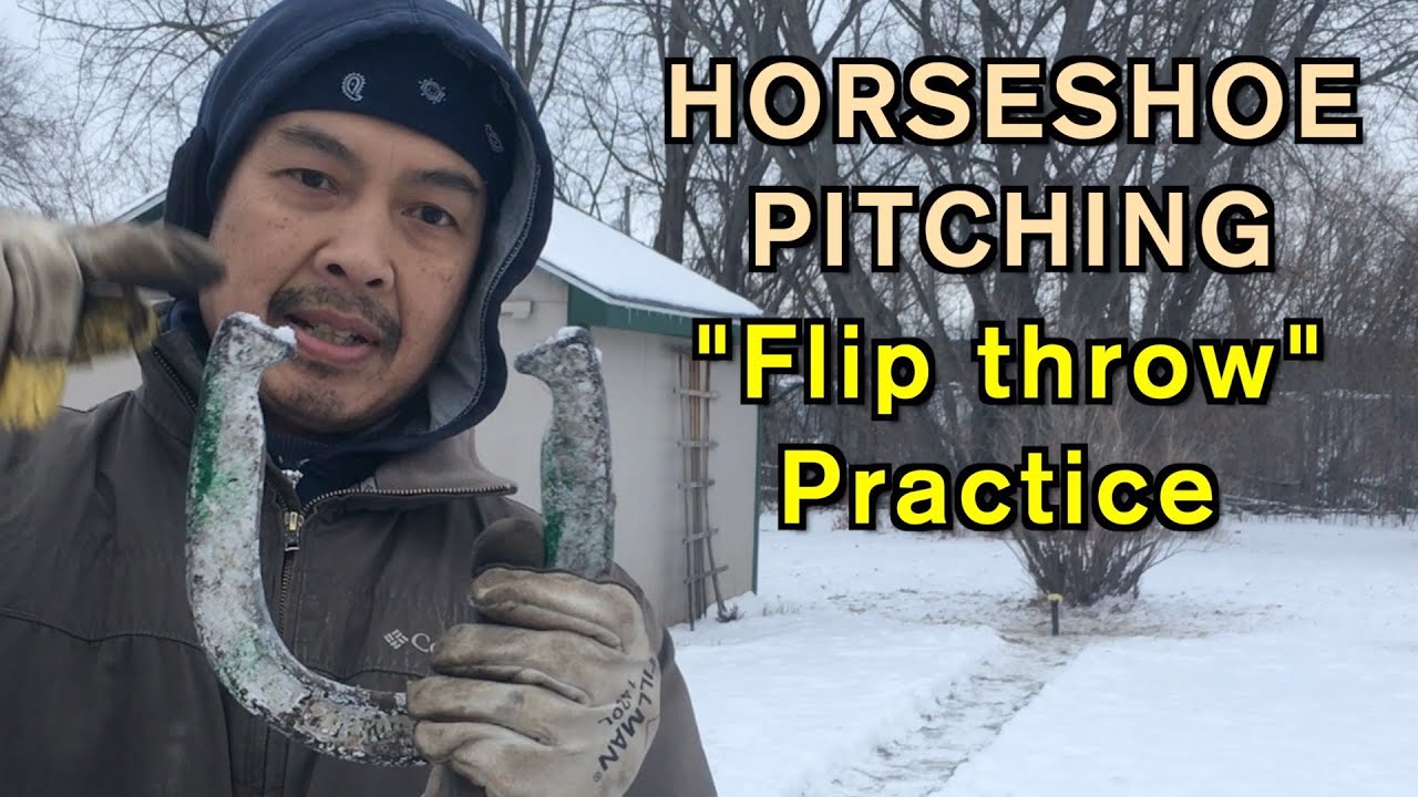Horseshoe pitching winter practice, "the 1 flip throw". YouTube