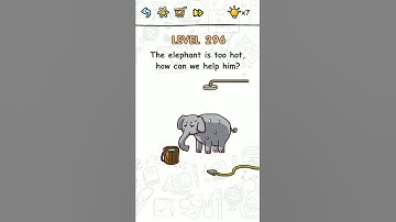 Brain challenge level 296 The elephant is to hot how can we help him, Solution Walkthrough