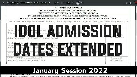 IDOL Admission Dates Extended for January Session 2022 | Ashish Sir