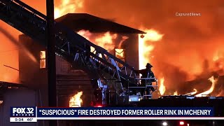 'Suspicious' fire destroys former roller rink 'Just for Fun' in McHenry, Illinois screenshot 5
