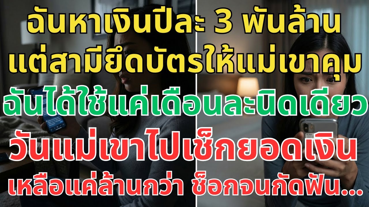 เงินเดือนฉันปีละ 3 พันล้าน แต่สามีบังคับยกบัตรให้แม่ ใช้ได้แค่ 10 ล้าน พอเห็นยอดเหลือแค่ล้านกว่า…