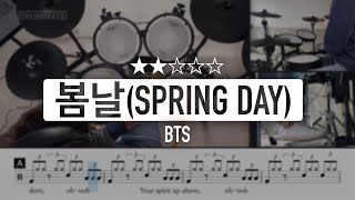 [Lv.04] 봄날 (Spring Day) - BTS (방탄소년단) (★★☆☆☆) K-POP Drum Cover,Tutorial with sheet music