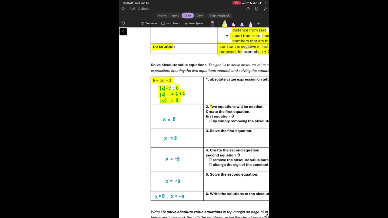 Solving absolute value equations