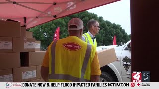 Tyson Foods ‘Meals That Matter’ distributing free protein boxes to flood victims Tuesday