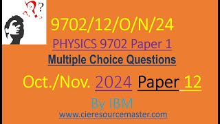 CAIE AS Physics 9702 Oct /Nov 2024 Paper 12 #education #cambridgephysics #science #physics #reddit