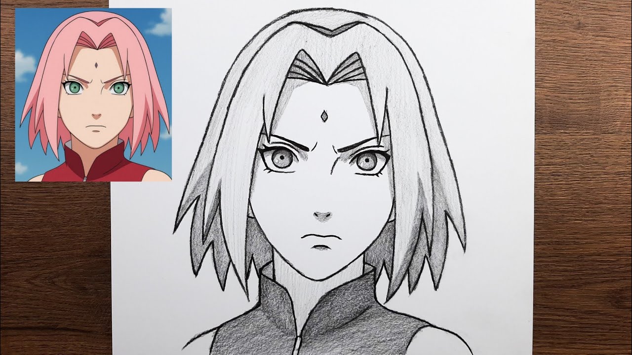 How to draw Sakura - Step by step anime drawing tutorial
