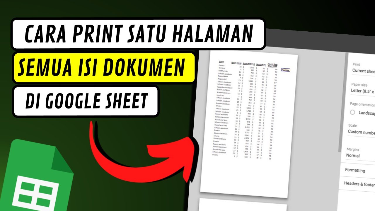 GOOGLE SHEET | PRINT DOKUMEN FULL 1 HALAMAN DAN RAPI - YouTube