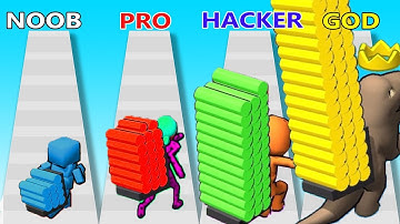 NOOB vs PRO vs HACKER vs GOD in Ladder Race - Perfect Level in Ladder Race - Gameplay Android, Ios
