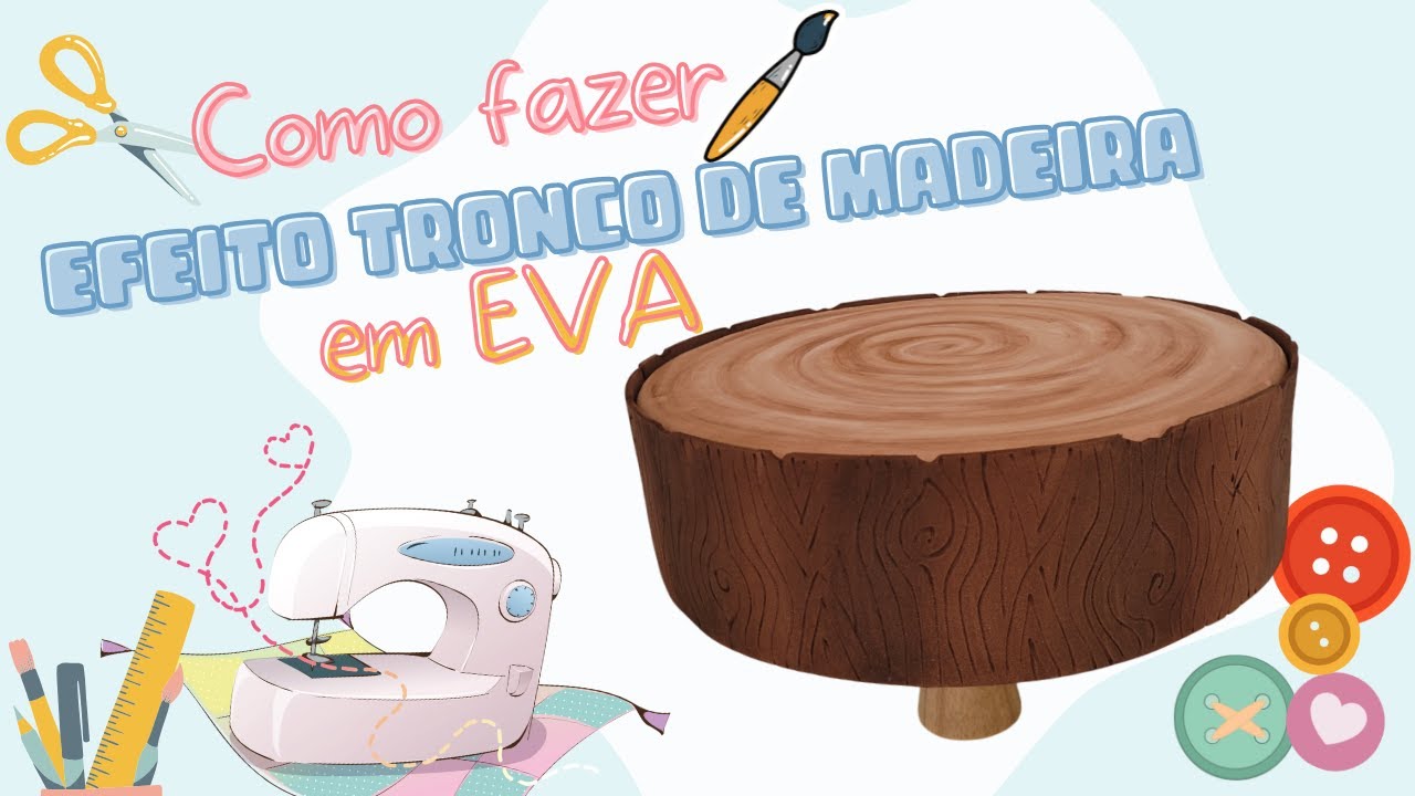 Base bolo Fake com efeito de tronco de madeira - EVA