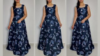 New Designer Umbrella Dress/Gown Cutting and Stitching/Long Frock/Maxi Dress cutting/Long Gown