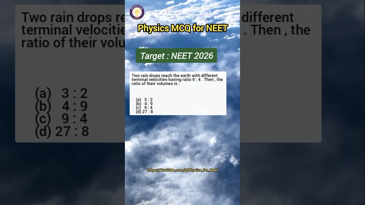 Physics MCQs for NEET#Shorts