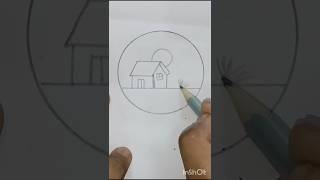 House Drawing in circle |Easy drawing for kids # shorts