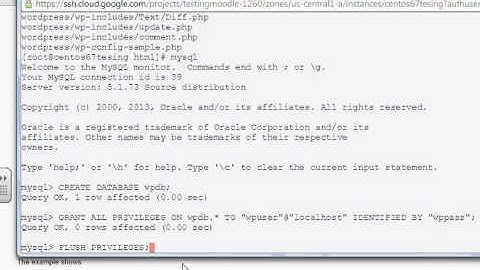 Install WordPress on Centos 6 a sample of google cloud service installation