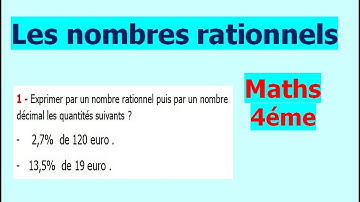 Maths 4ème - Les nombres rationnels Exercice 1