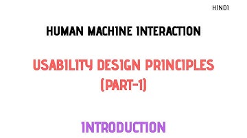 Explain Usability Design Principles-Part1 |Human Machine Interaction